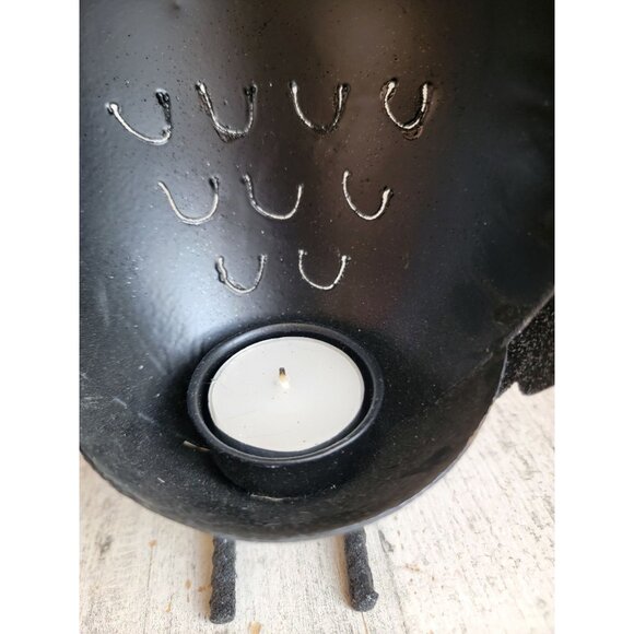 black glitter metal owl tealight candle holder Halloween home decor - Picture 6 of 9